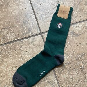 J. Crew Lightweight Dog Labrador Green and Gray One Size 80% Cotton Socks NWT